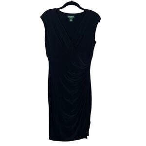 LAUREN RALPH LAUREN / black sleeveless wrap front shift dress / 6
